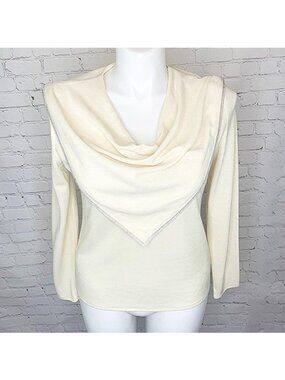 VINTAGE THREE FLAGGS CALIFORNIA RHINESTONE TRIM COWL NECK TOP -  SZ 12